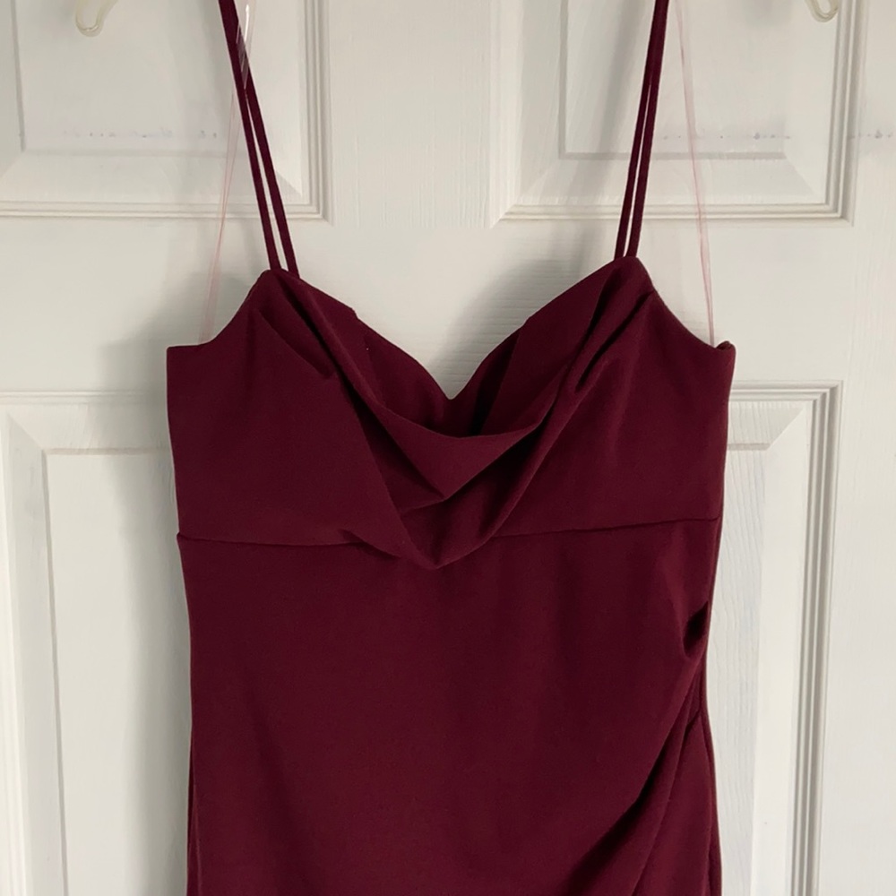 Floor Length Burgundy Stretchy Dress